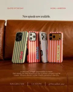 Custom Magsafe Phone Case, Personalized Initials Monogram Striped Case for iPhone 17 16 15 14 13 12 Pro Max, Samsung S25 S24 S23 Ultra Case