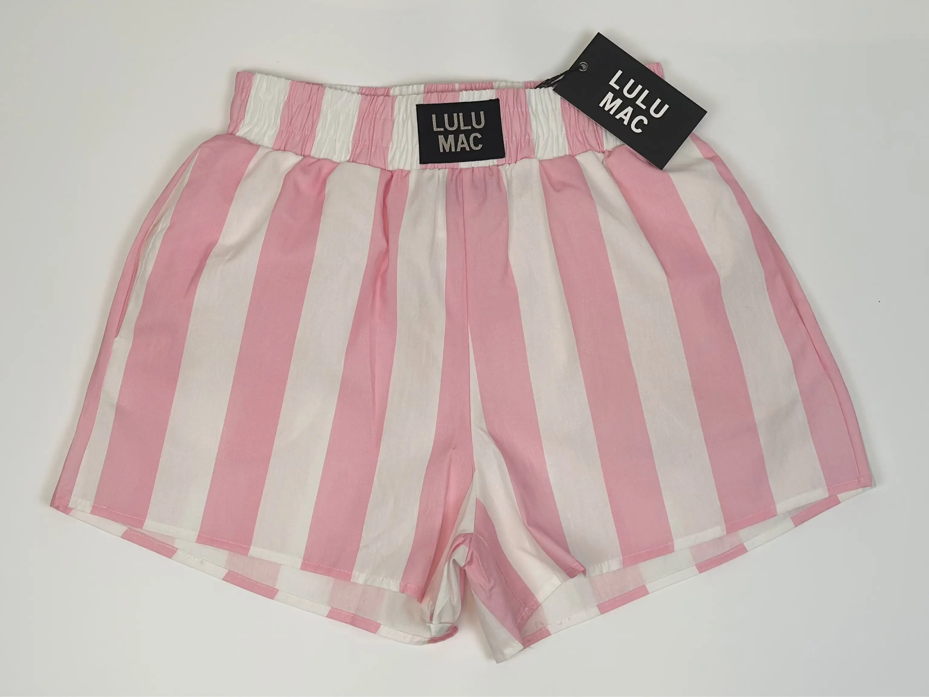 Lulu Mac Women's Soft Striped Cotton Shorts, Preppy Casual Lounge Wear with a Breezy Loose Fit and Elastic Waist, Lightweight