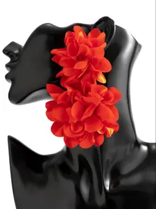 Women's Elegant Fabric Flower Earrings, High Quality Earrings, Luxury Tuxedo Party Accessories, Holiday Gift with Cotton Plugs, Real Product Image