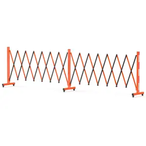 Expandable Metal Safety Barricade Gate | 16FT Retractable Barrier | 6 Wheels | Orange/Black & Yellow/Black | Heavy Duty Portable Security Gate