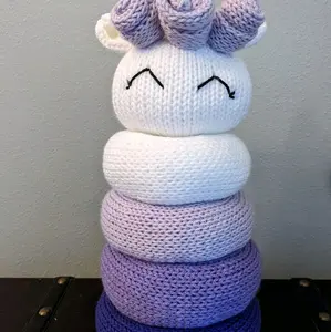 Knitting Machine Pattern for a Handcrafted Crochet Unicorn Stacker Toy - Soft Lavender & White Layers for Kids - Perfect for Play & Decor