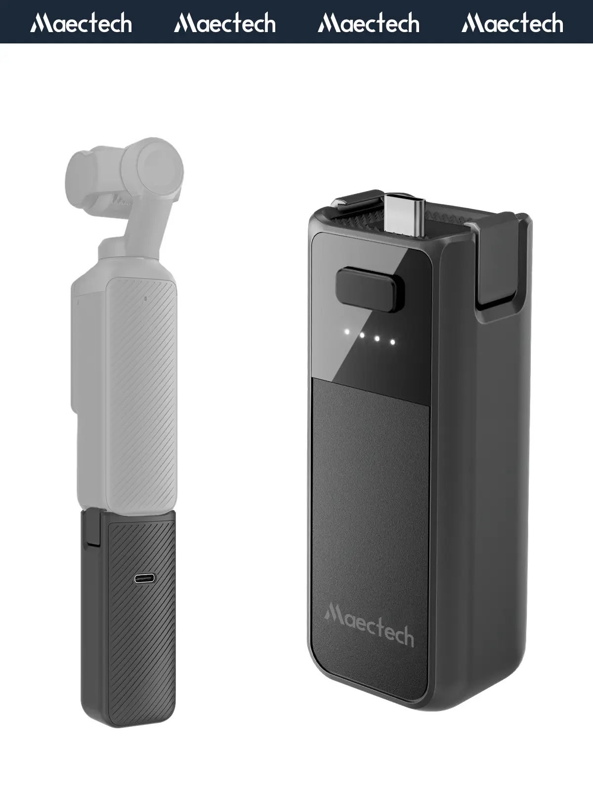 Maectech 2800mAh Fast Charging Battery Handle for DJI Osmo Pocket 3 / Pocket 4 / Pocket 4P / Xtra Muse Maectech 2800mAh Fast Charging Battery Handle for DJI Osmo Pocket 3 / Pocket 4 / Pocket 4P / Xtra Muse