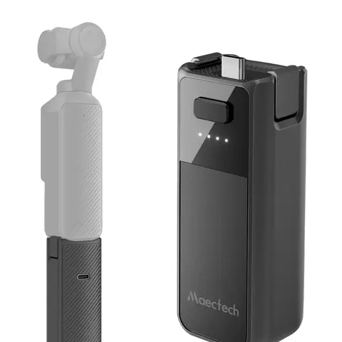 Maectech Rechargeable Lithium Camera Battery Grip - 2800mAh Fast-Charging, 8.5cm Handheld Mount, 1/4" Threaded Mount, Port, Tripod Compatibility for DJI Osmo Pocket 3,4,4P,Xtra Muse, Selfie Stick Connection for On-the-Go Power