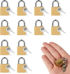 Keyed Padlocks 12-Pack 20mm Antique Brass D-Shaped Decorative & Secure Locks with Hardened Alloy Core Luggage, Gym Lockers, Gift Boxes