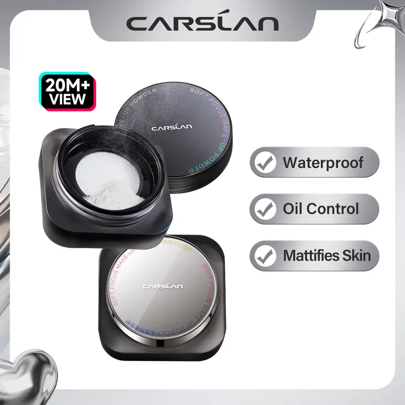 CARSLAN Soft Foucs Make-up Powder, Translucent Loose Setting Powder, Matte, Oil Control, Waterproof, Proeless, 24h Longlasting Talc Free Face Powder