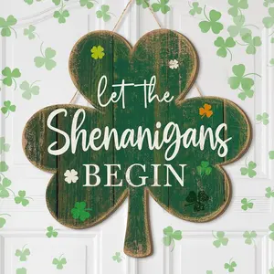 St. Patrick's Day Wooden Shamrock Wreath, Perfect for Front Door Decor, Ideal for Irish Home and Outdoor Use