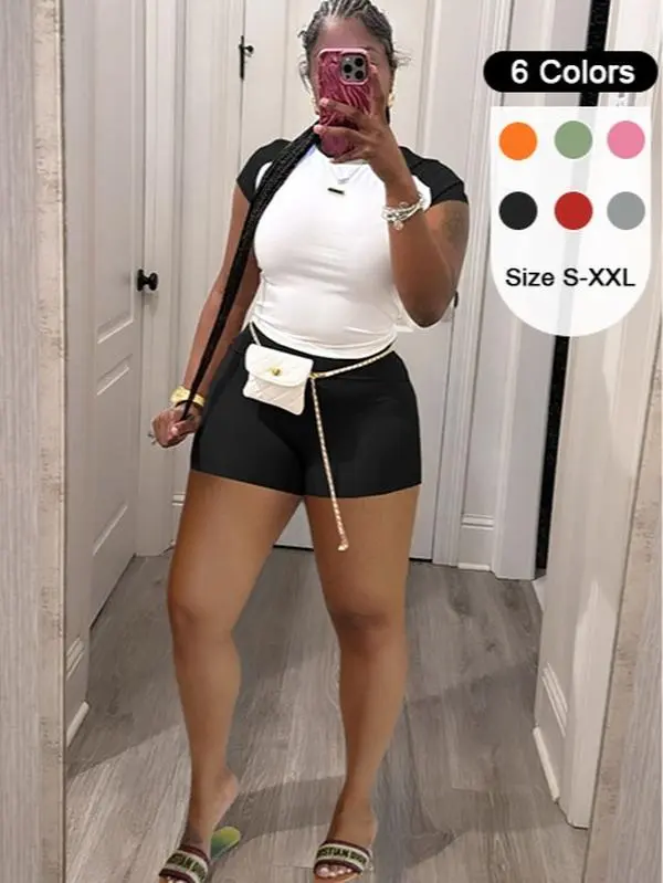 USBoutiqueCHIC Women‘s Contrast Trim Top & Shorts Set | Milk Silk Brushed Knit Lounge Wear, Casual Summer Outfit