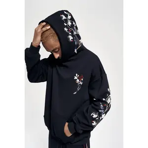 Flowers and Birds Embroidery Hoodie
