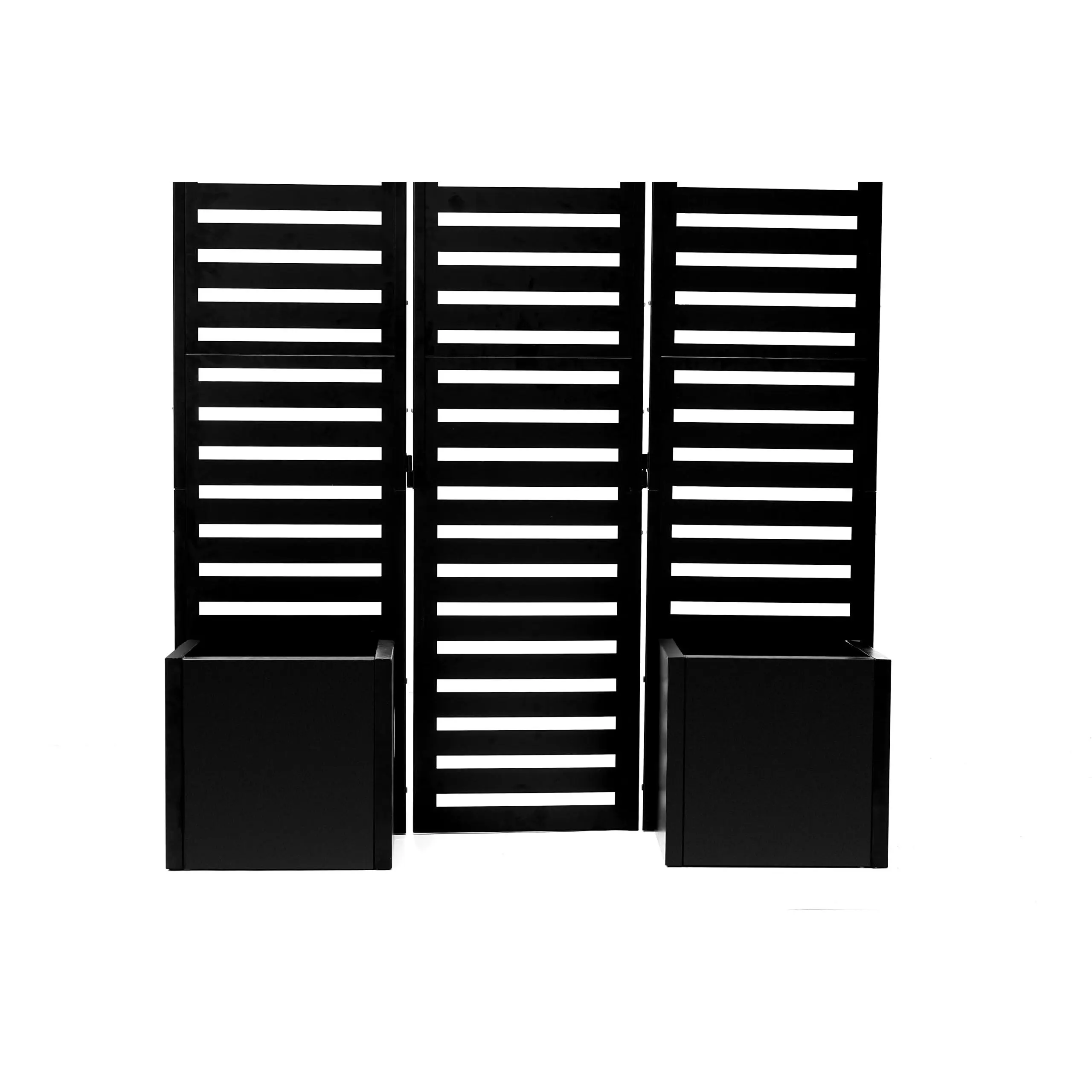 Garvee 3-Panel Freestanding Outdoor Privacy Screen with Planter Boxes & Trellis - Metal Garden Room Divider - 4 Self-Draining Raised Beds - Weatherproof, 51x70x31 in, Black