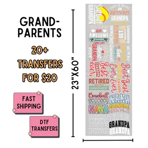 Grandparents | Dollar Deals DTF Transfer Gang Sheet For Graphic Tees Custom Art