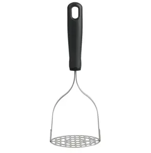 Mainstays 10 Inch Stainless Steel Potato Masher Black Ergonomic Handle BPA Free Dishwasher Safe for Potatoes Turnips Carrots