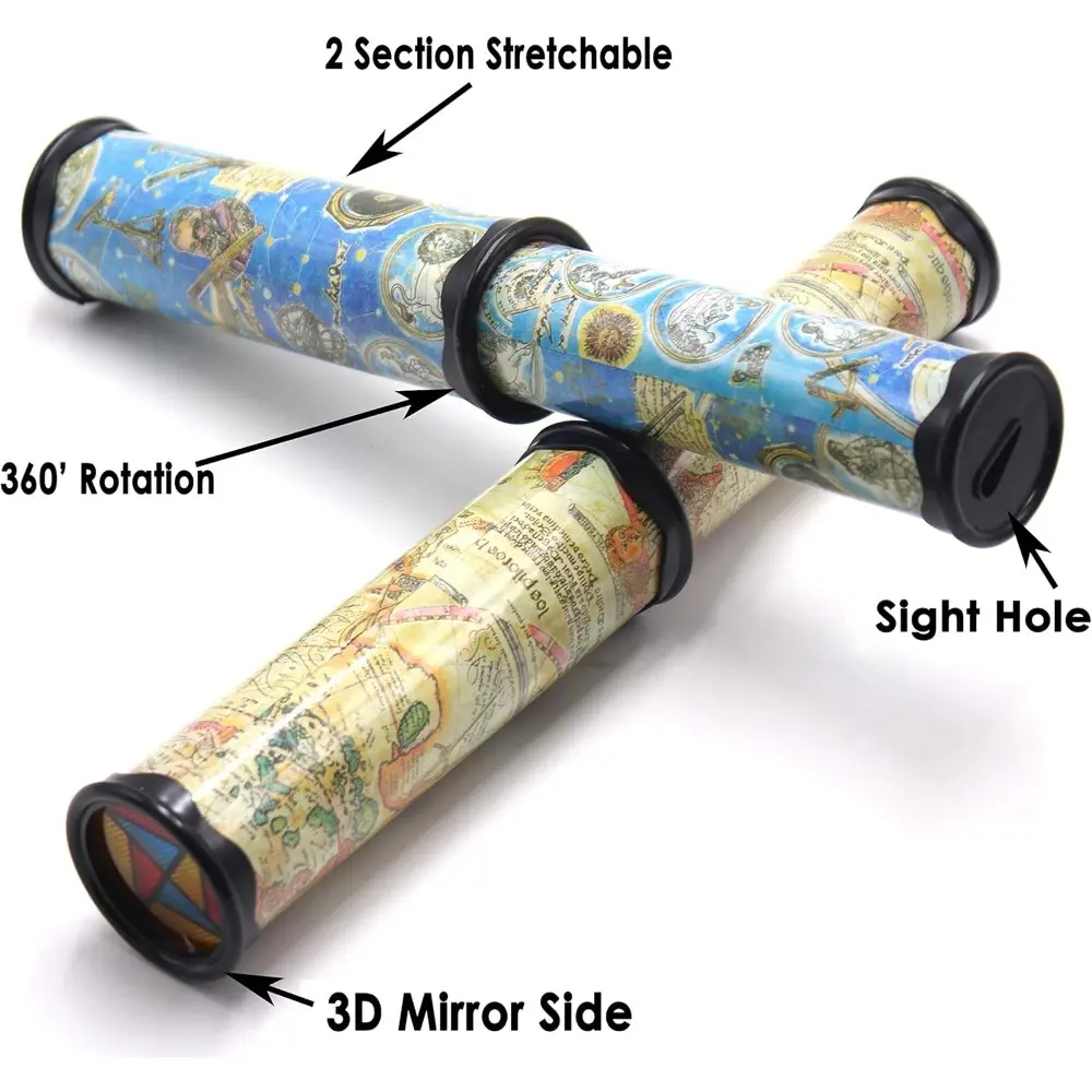 1pc Kids Vintage Kaleidoscope Toy - 3D Rotating Optical Tube with Vibrant 3D Visual Effects, Classic Prism Eye Spy Toy, Halloween Party Favors, Educational Travel Gift for Toddlers, Classroom Rewards to Boost Observation, Color Perception Skills