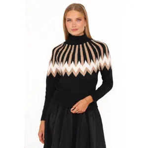 Donner Fairisle Mockneck Sweater - Black