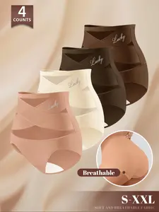 Women's Mesh Patchwork High-Waisted Underwear Set, Soft Breathable Non-Irritating Fabric, Fitted Triangle Panties, Sizes S-Xxl, Multiple Colors, Casual