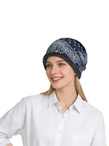 Baggy Slouchy Chemo Sleep Beanie Hat, Random Print Skull Cap Headwear, Casual Style for All Seasons, Comfortable Sleeping Accessory