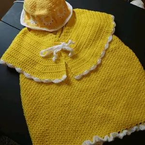crochet 4 piece set with dress,purse,hat and cape can come without cape