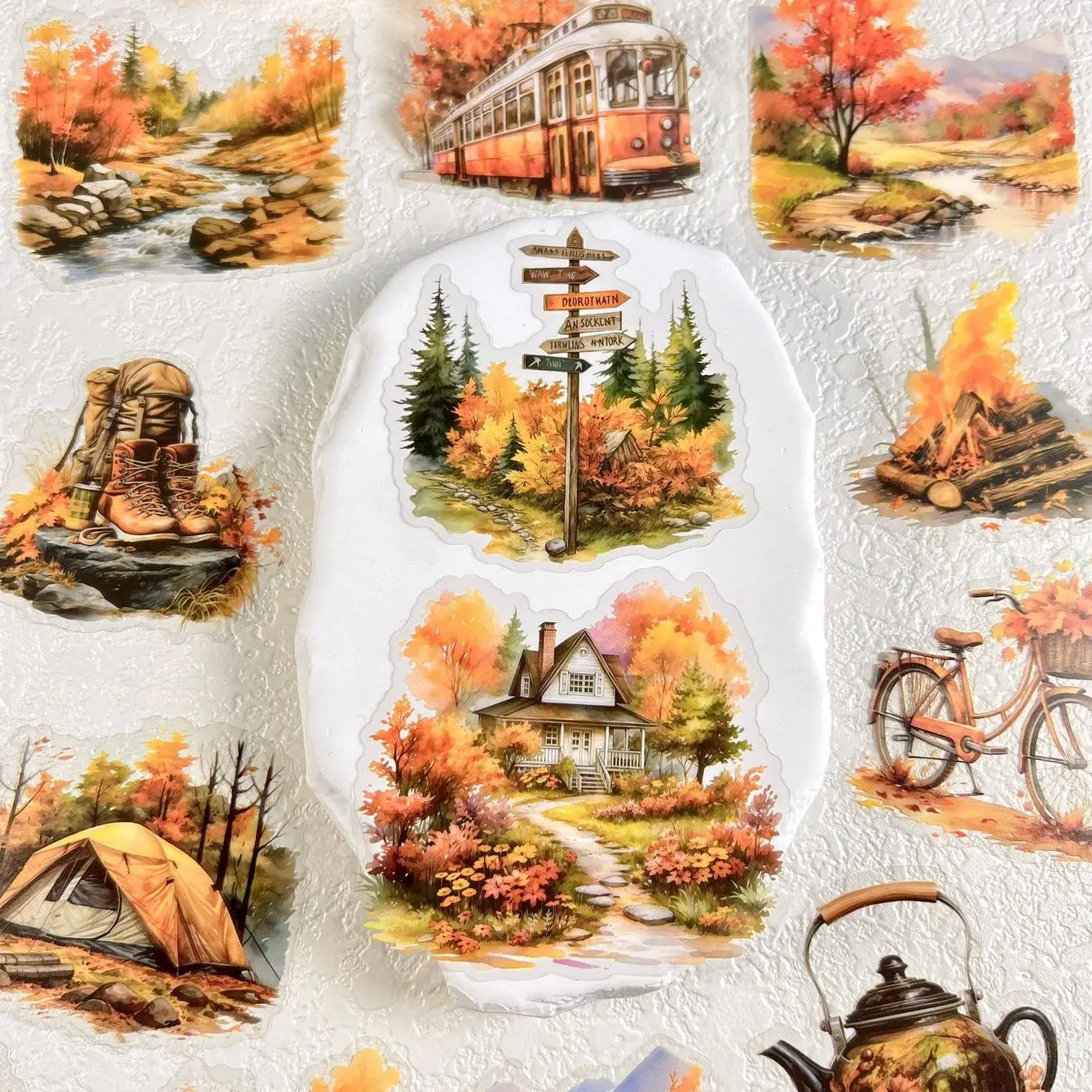 Scenery Pattern Sticker, 30pcs/set Self Adhesive Decor Paper, Decor Sticker for Gift Greeting Card Water Bottle Laptop Phone
