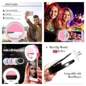 Portable Battery-Powered Ring Light for Phone, Smartphone, Cellphone, Clip-On Selfie LED Light for Vlog, Live Streaming, Makeup, Photography Accessories (Battery Not Included)