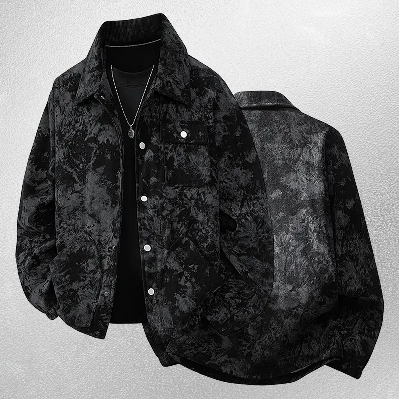 Fashion Men's Loose Tie-Dye Casual Turn-down Collar Street Jacket Coat in Stylish Menswear Tops