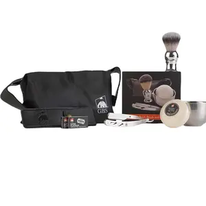 G.B.S Shavette Straight Razor Shaving Kit - Wet Shave Grooming Set for Men beard Razor, Shaving Brush, Toiletry Bag, Shave Soap, Bowl, Double Edge Razor Blades Gift set oil