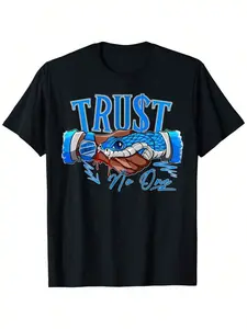 T-Shirt For Men Men's Graphic T-Shirt Snake Trust No One Military Blue 4s Matching For Men Women T-Shirt Soft Fabric, Breathable, Comfortable Short Sleeve T-Shirts Perfect For Summer