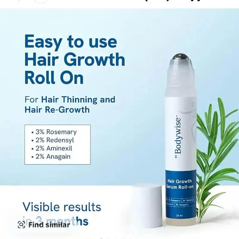 Be      Bodywise    Advanced Hair Growth Roll-On Serum | 3% Rosemary | 2% Aminexil | 3% Redensy l 2% Anagain | Precision Scalp Applicator | Paraben & Sulphate Free | Non oily and mess free
