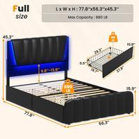 Full Bed with 4 Drawers - Black