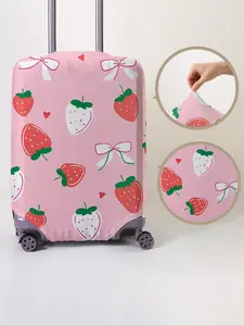Random Strawberry Pattern Luggage Protector, Dust-proof Travel Accessories, Elastic Luggage Cover for Women & Men