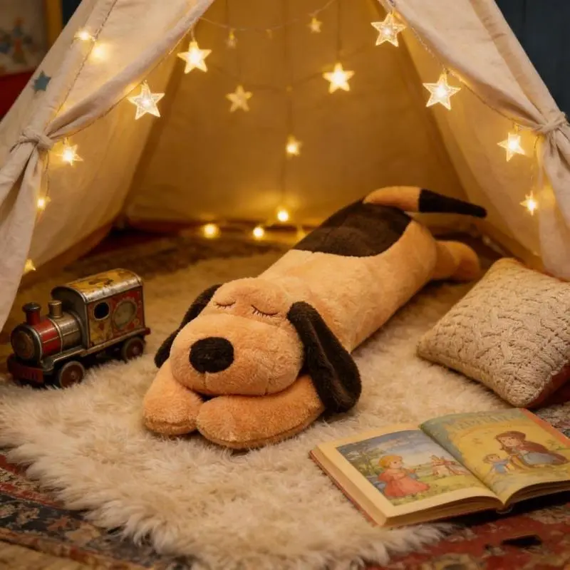 Dog Body Pillow Stuffed Large Dog Stuffed Animal Body Pillow, Soft Hugging Plushy Toy Cuddly Sofa Cushion Home Decor Birthday Gift for Girls Kids Teens Adults (23.6 Inch,Brown)