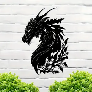 Fantasy Dragon Iron Wall Decor, Modern Home Decor Metal Wall Hanging for Home Outdoor Living Room Bedroom Garden Farm Cafe, Ideal Halloween Gift