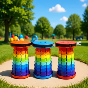 Extra-thick Reinforced Folding Stool Portable Small Multifunctional Rainbow Stool for Outdoor Travel Fishing or Standing in Line Compact & Durable