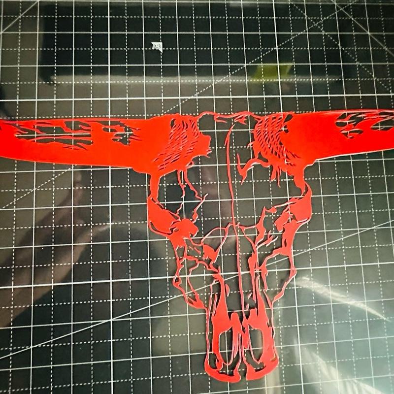 Bull skull with detail truck or car decal in weatherproof vinyl available in many colors