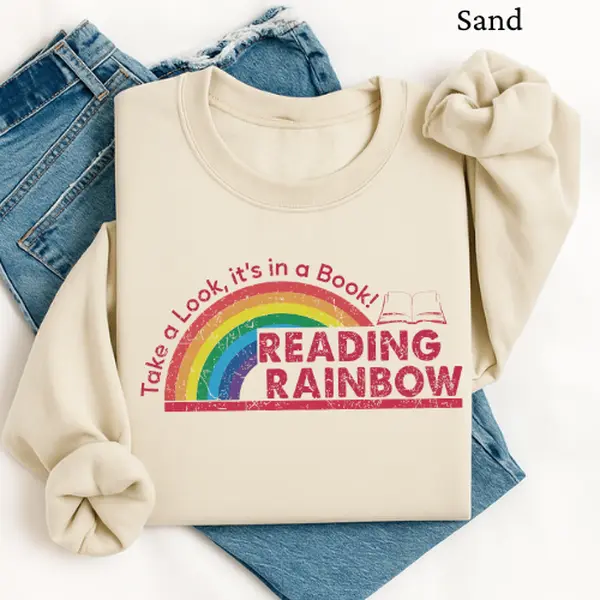 Reading Rainbow Sweatshirt/T-shirt – Cute Teacher Book Lover Shirt, Cozy School Crewneck, Teacher Appreciation Gift, Bookworm Reading Tee for Women