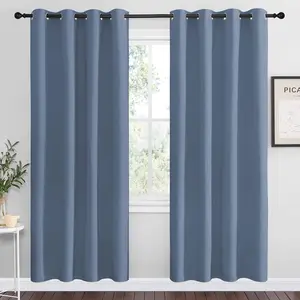 NICETOWN Stone Blue Room Darkening Curtain Panels 78" Length for Bedroom Living Room, Thermal Insulated Blackout Draperies for Home Decoration, Total Privacy (55" Width, 2 Pieces)