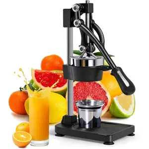 Manual Cast Iron Citrus Juicer,Commercial Hand Press,Heavy Duty Countertop Squeezer for  Orange  Juice, When Pressed,Easy to Use & Clean (black)