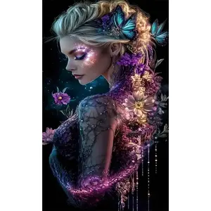 DIY 5D Diamond Painting Kit Butterfly Girl Design Full Drill Mosaic Craft Art Home Wall Decor Gift 40x70cm 15.74x27.55in