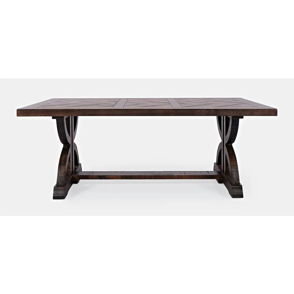 Rectangular Farmhouse Coffee Table, Fairview Transitional Herringbone Pattern, Distressed Acacia Wood Indoor Furniture, Flat Top Living Room Furniture