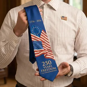 America 250th Anniversary Necktie, 1776 - 2026 4th of July 250 Years of Independence Necktie