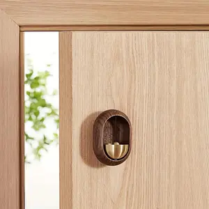 Vintage Wooden Japanese Bell, Traditional Charming Wooden Japanese Bell, Doorbell with Suction Cup, Door Hardware for Home Entrance Reminder and Decor