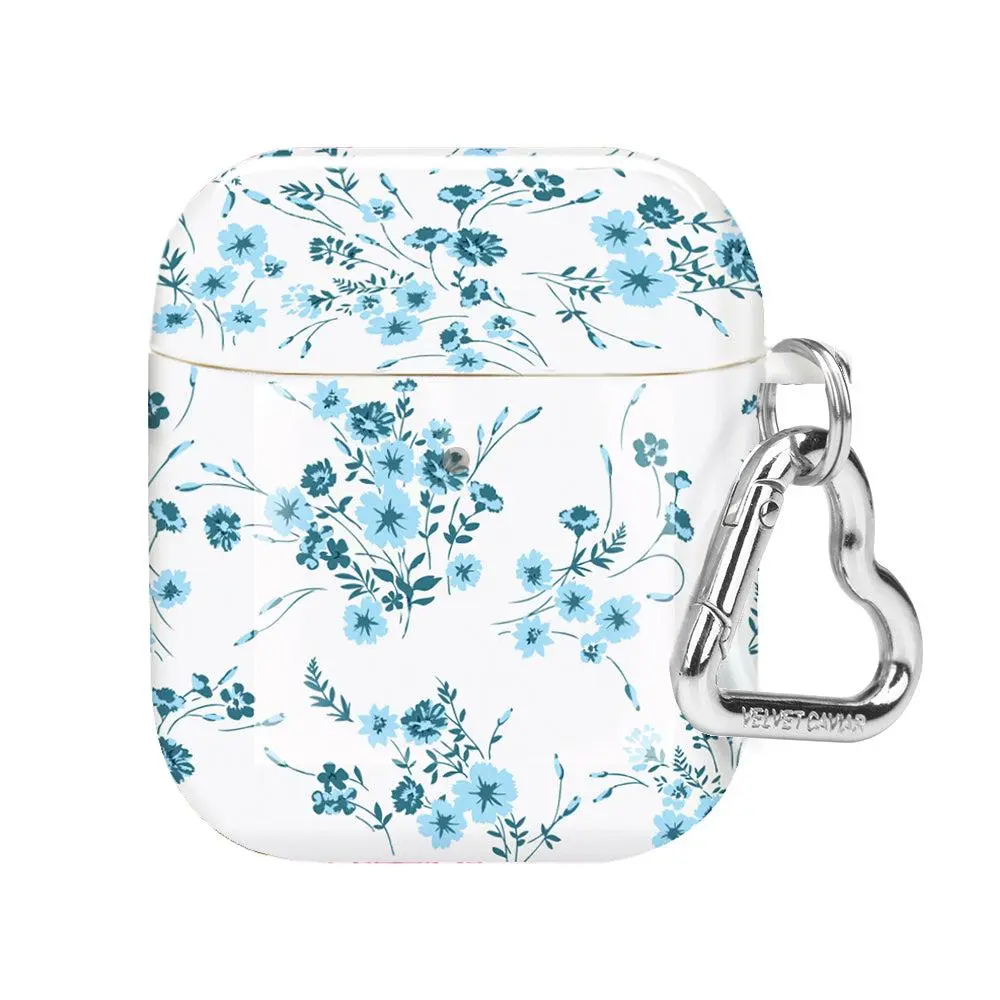 French Blue Floral AirPod Case with Metal Clip - Velvet Caviar French Blue Floral AirPod Case with Metal Clip - Velvet Caviar