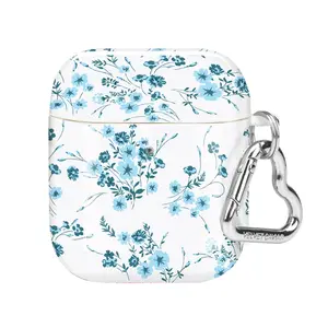 French Blue Floral AirPod Case with Metal Clip - Velvet Caviar
