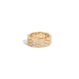 Mini Lab Grown White Sapphire Panther Chain Link Ring