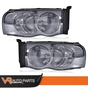 Headlights Left & Right  Fit For 02-05 Dodge Ram 1500 2500 3500 Smoke Chrome