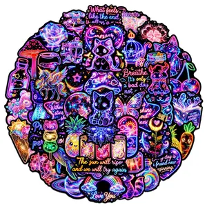 50pcs Cool Neon Sticker Series, Office Supplies and Notebook Accessories, Suitable for Scrapbooks, Diaries, Laptops, Water Bottles, Cars, Etc., Based on A Design Inspired By Faith.