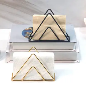 Cast Iron Napkin Holder Stand, Triangular Cutout Hollow Decorative Design, Home Decor, Desktop Storage Rack, Kitchen Organizer, Suitable for Kitchen, Cafe, Restaurant, Hotel