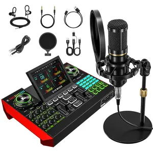 Podcast Equipment Bundle, Recording Studio Package with Voice Changer, Live Sound Card - Audio Interface for Laptop Computer Vlog Living Broadcast Live Streaming Plug And Play PC Computer Kit with Professional Chipset For, Gaming, Singing