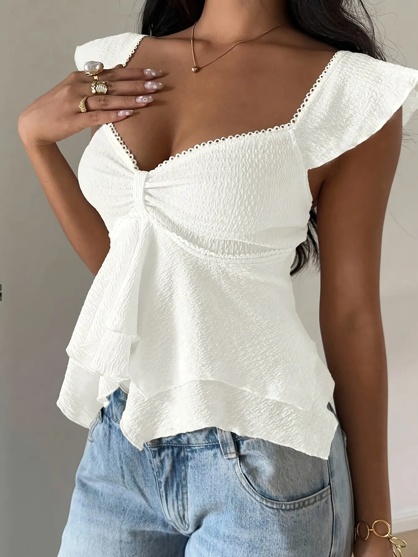 Elegant Sleeveless Tank Top for Women, Casual Elegant Sleeveless, Casual Chic Sleeveless, Casual Classy Elegant, Versatile Design, Slim Fit, Chest Knot Detail, Wide Shoulder, Short Length, Fashionable Upper Garment