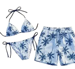 Seashell Matching Couple Swimsuits Set, BF and GF Matching Swimsuits, BF and GF Swimsuits, Camo Bikini Set for Women, Matching Duck Camo Swimwear Set for Couples, Couple Trendy Camo Bikini And Short, Summer Beach Vacation Outfit