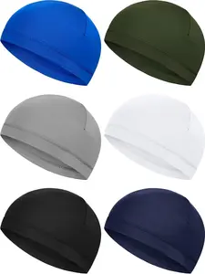 6-Piece Cooling Skull Cap Helmet Hard Hat Liners, Sweat-Wicking Beanies for Men (Multi-Use for Running, Cycling)