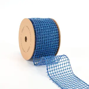 2 1/2" Wired Ribbon | "Netting" Blue | 10 Yard Roll wreath making Christms tree decor Christms Ribbon